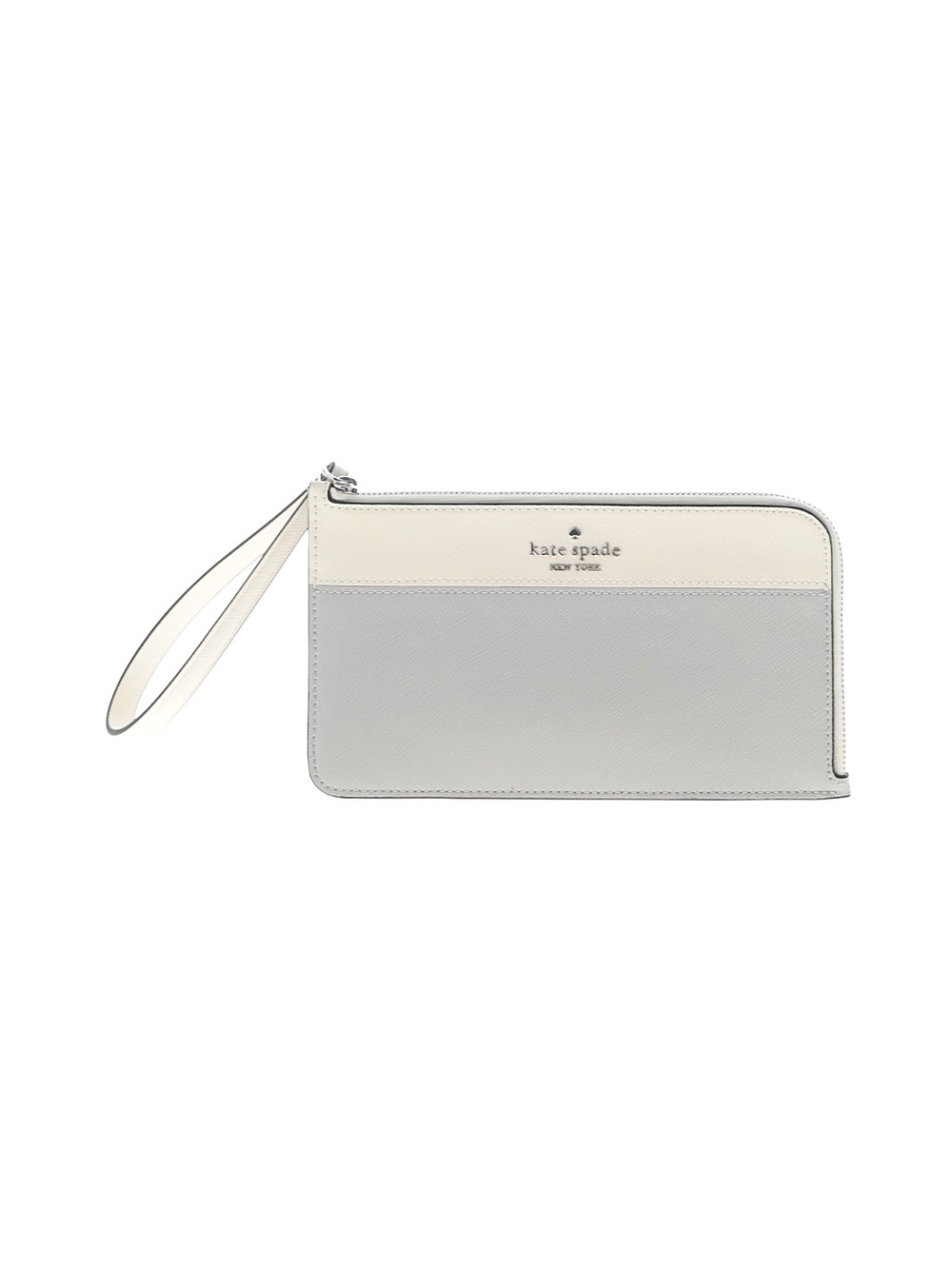 kate spade medium Lzip “Lucy” Wristlet Colorblok Platinum Saffiano NWT - Picture 1 of 3